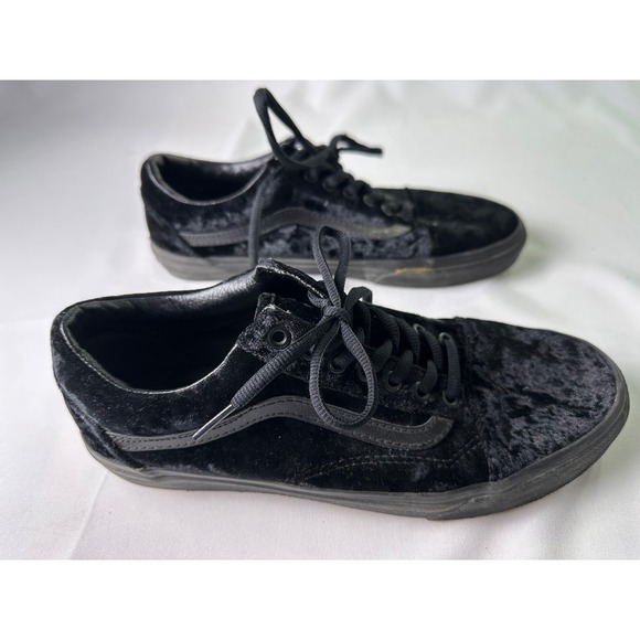 Vans Old Skool Black Velvet Low Top Sneakers Men's Size 9‎ Women's 10.5 - Picture 8 of 11